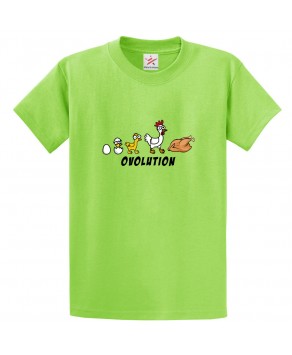 Ovolution of Chicken Funny Classic Unisex Evolution Kids and Adults T-Shirt